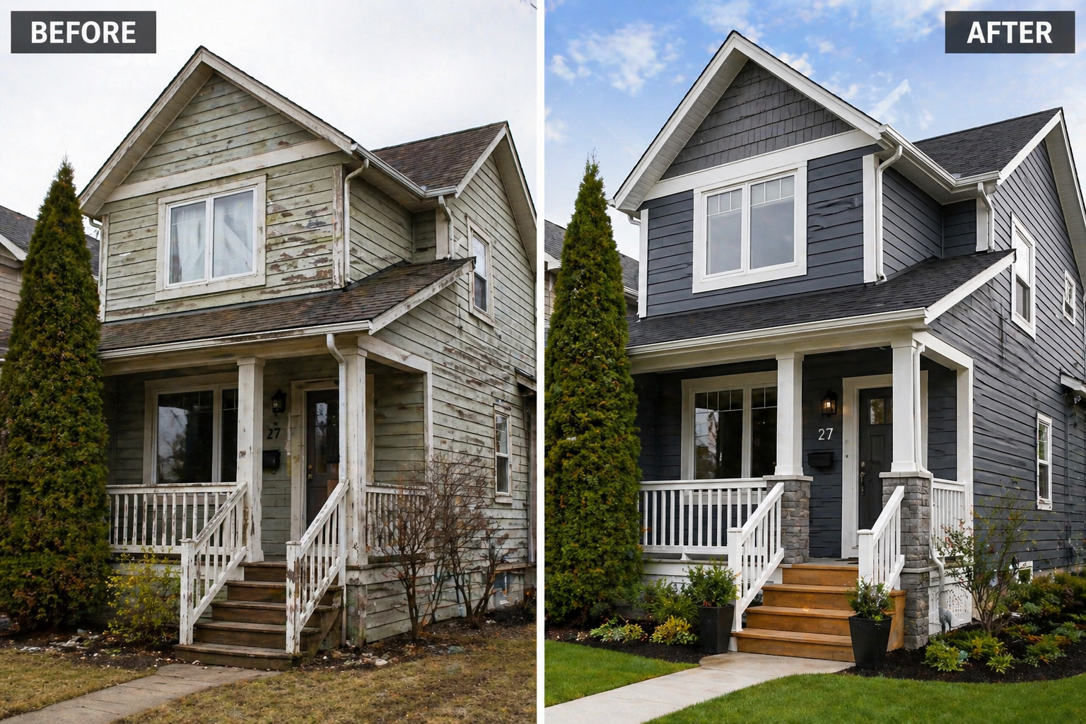 Siding before and after
